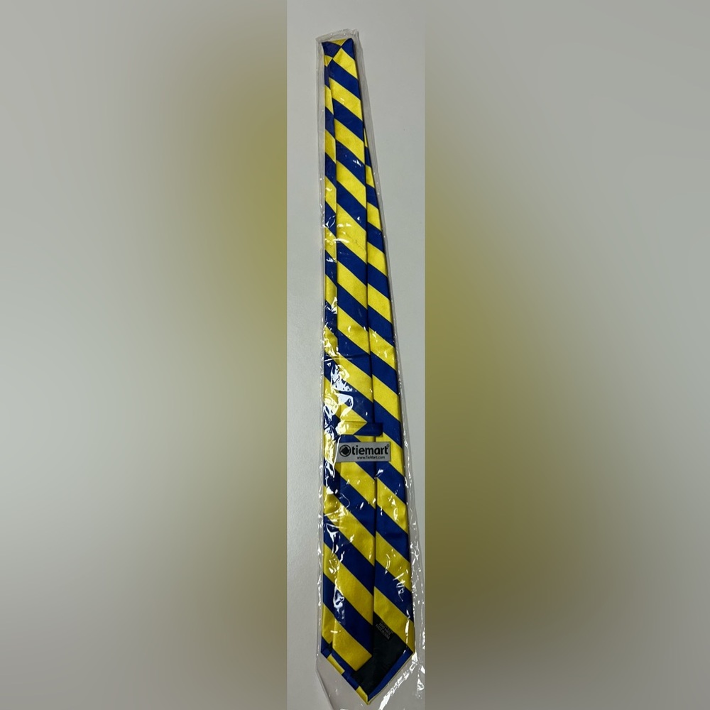 NET Tiemart Yellow and Royal Blue Striped Tie